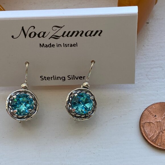 Nice Noa Zuman Sterling Silver 925 Dangle Earrings with Blue Quartz. Brand New - Picture 1 of 7